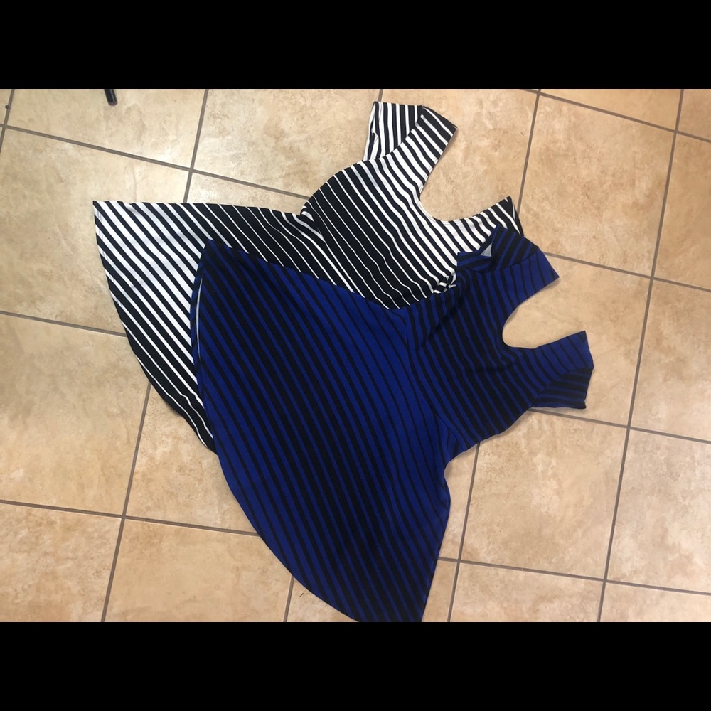 This black/white and blue/black striped dress